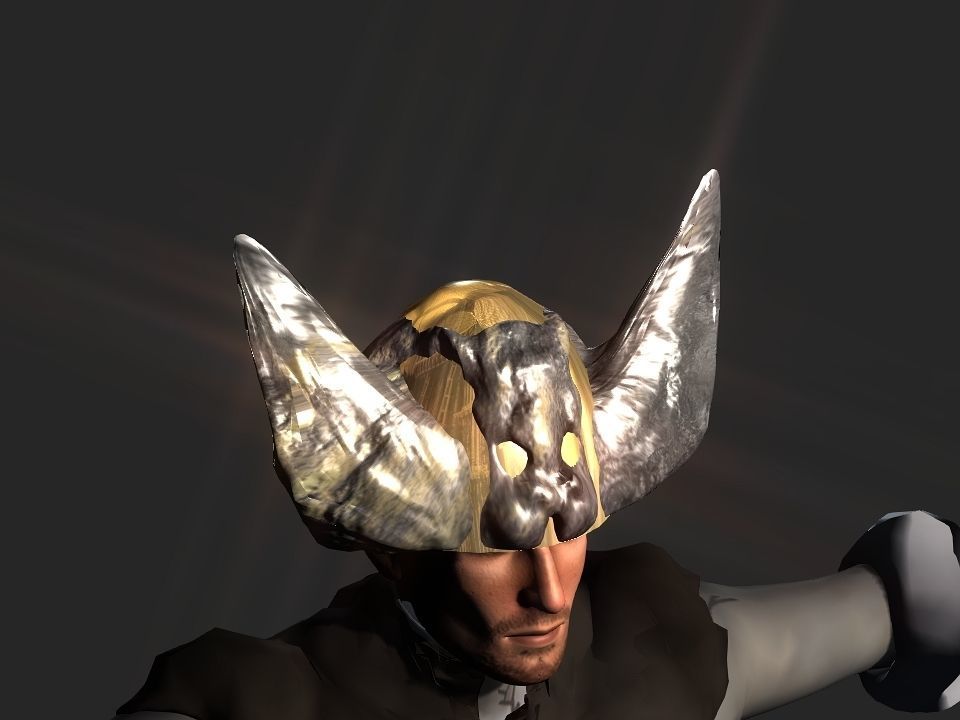 Winged bear viking helmet Low-poly 3D model_31