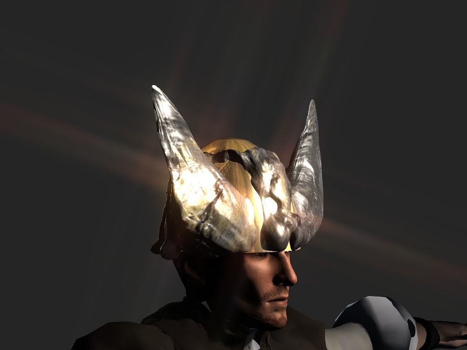 Winged bear viking helmet Low-poly 3D model_10