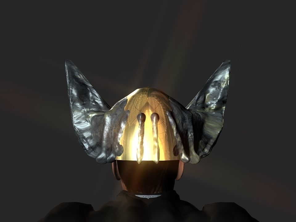 Winged bear viking helmet Low-poly 3D model_60