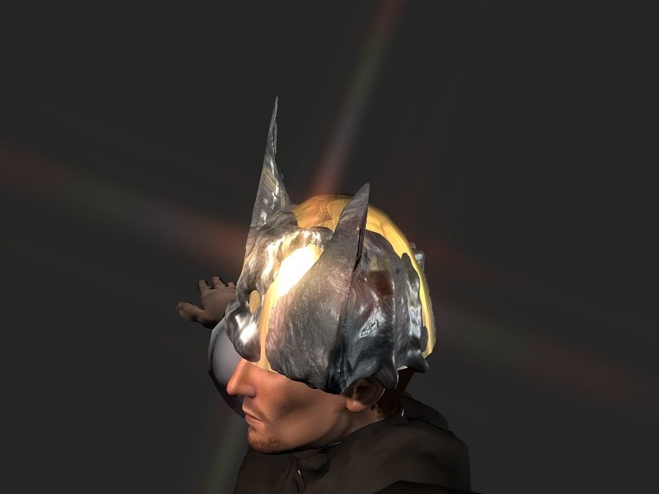 Winged bear viking helmet Low-poly 3D model_18