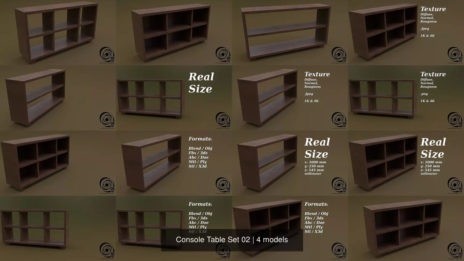 Console Table Set 02 3D Model Collection_0