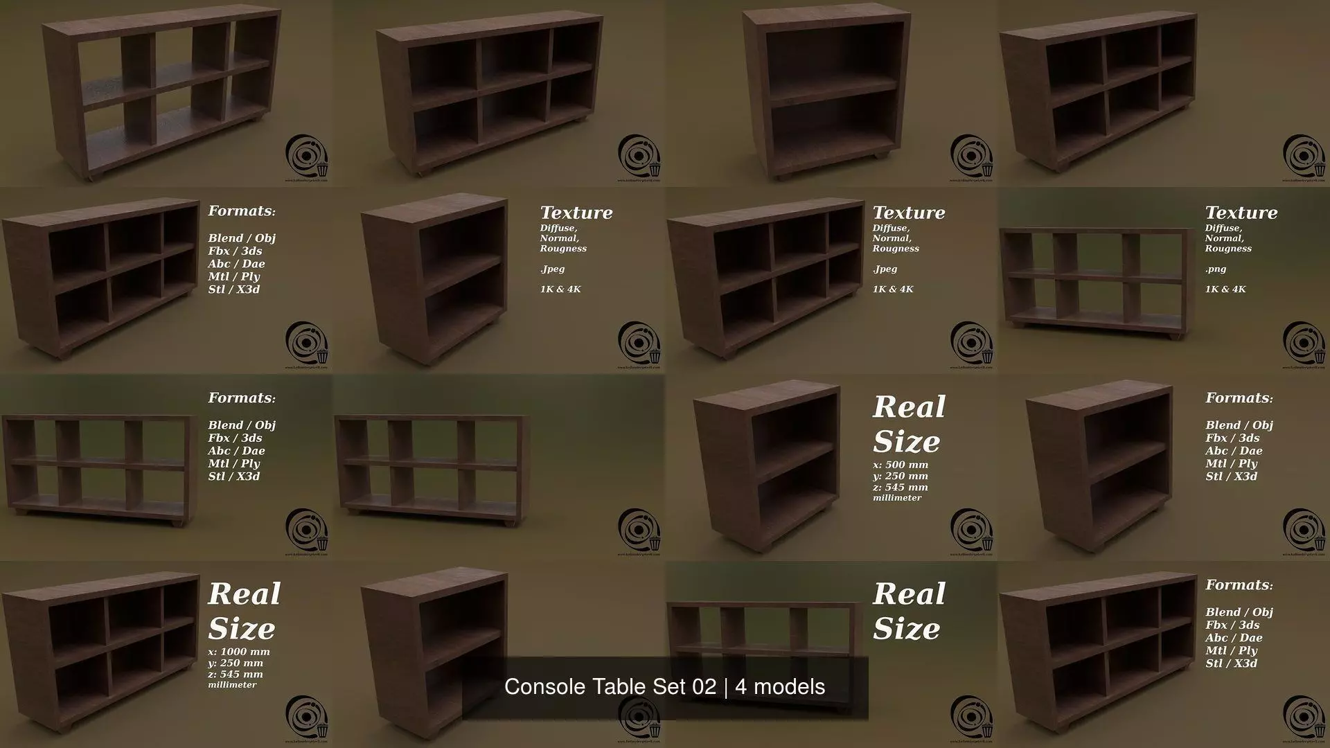 Console Table Set 02 3D Model Collection_1