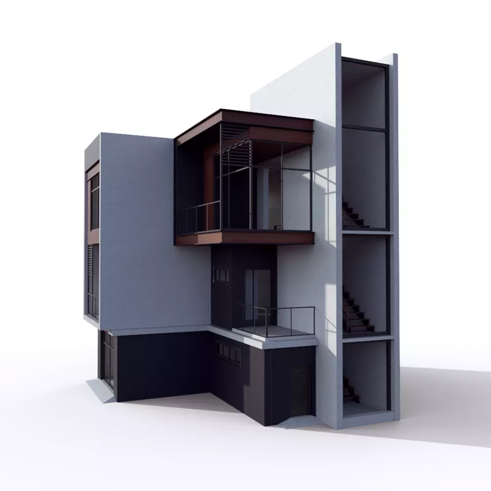 House Modern Villa 02 Low-poly 3D model_0