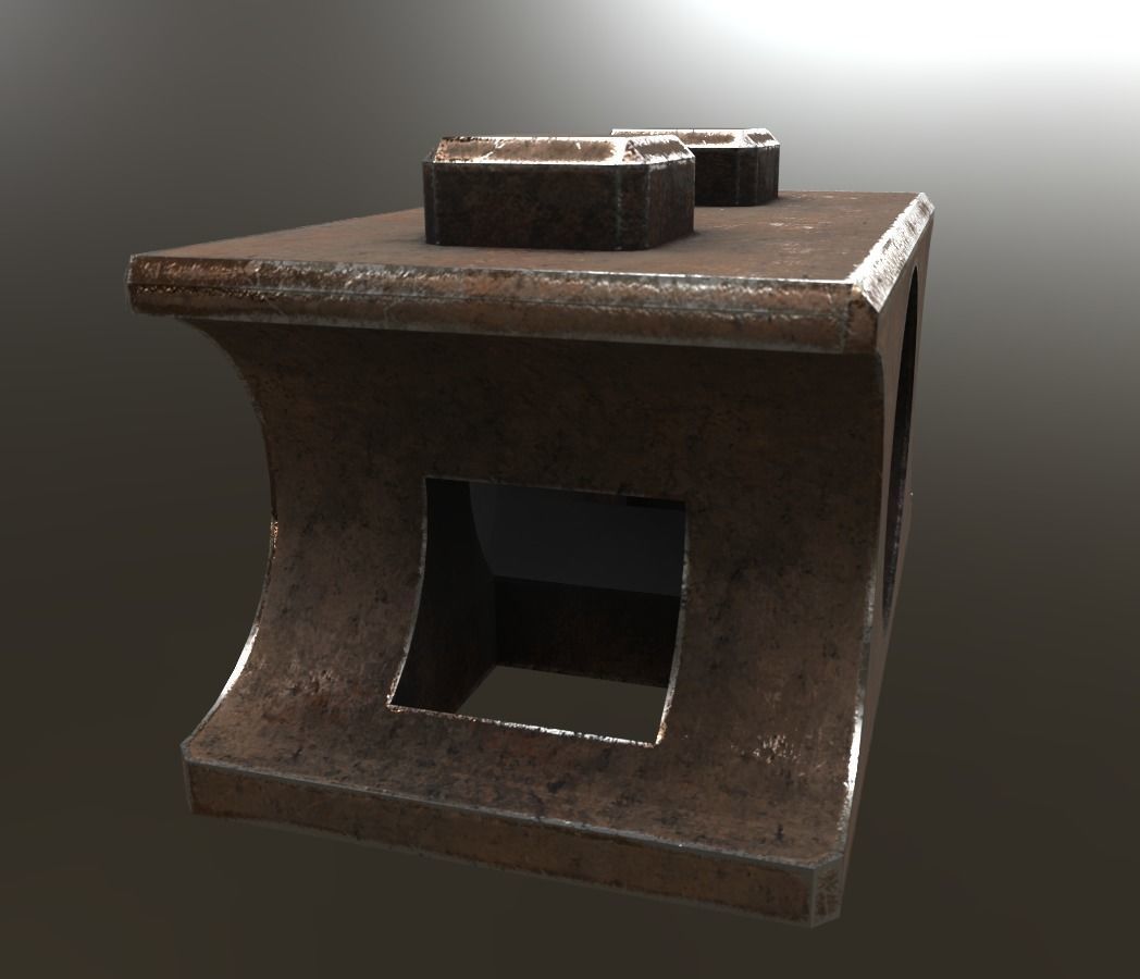 Rusted Metal Widget Low-poly 3D model_2