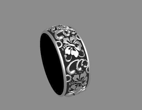 hawaii hibiscus ring 3D print model
