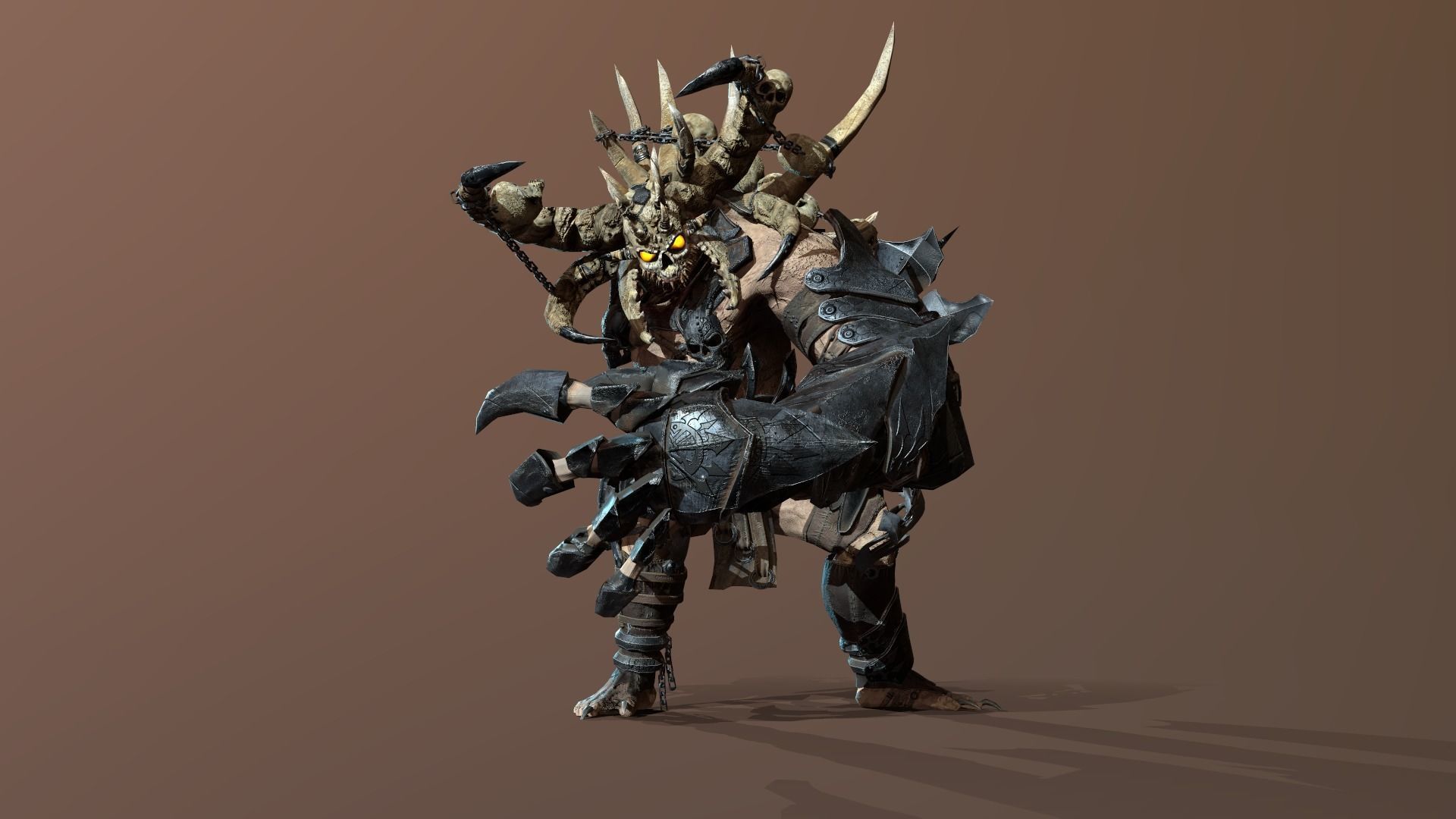 Butcher demon with horns Low-poly 3D model_26