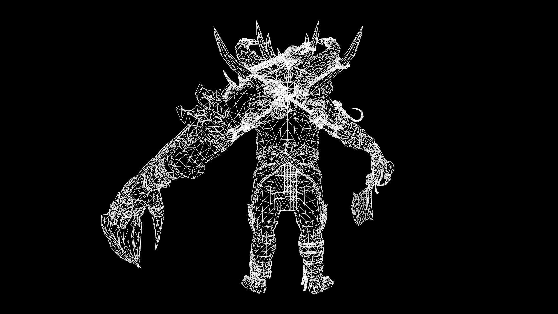 Butcher demon with horns Low-poly 3D model_23