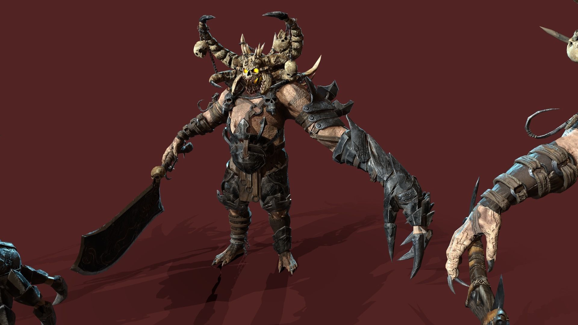Butcher demon with horns Low-poly 3D model_15