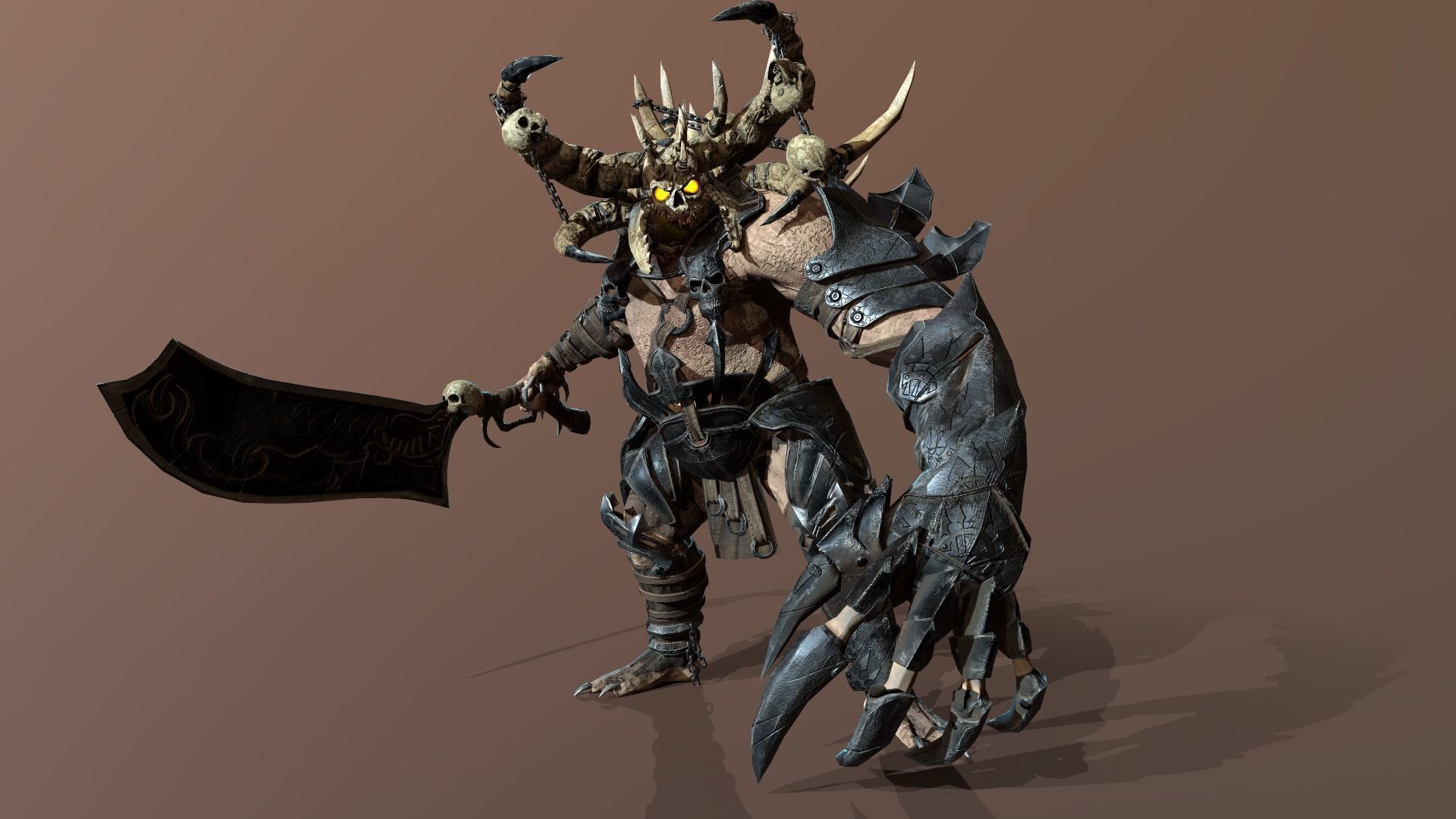 Butcher demon with horns Low-poly 3D model_19