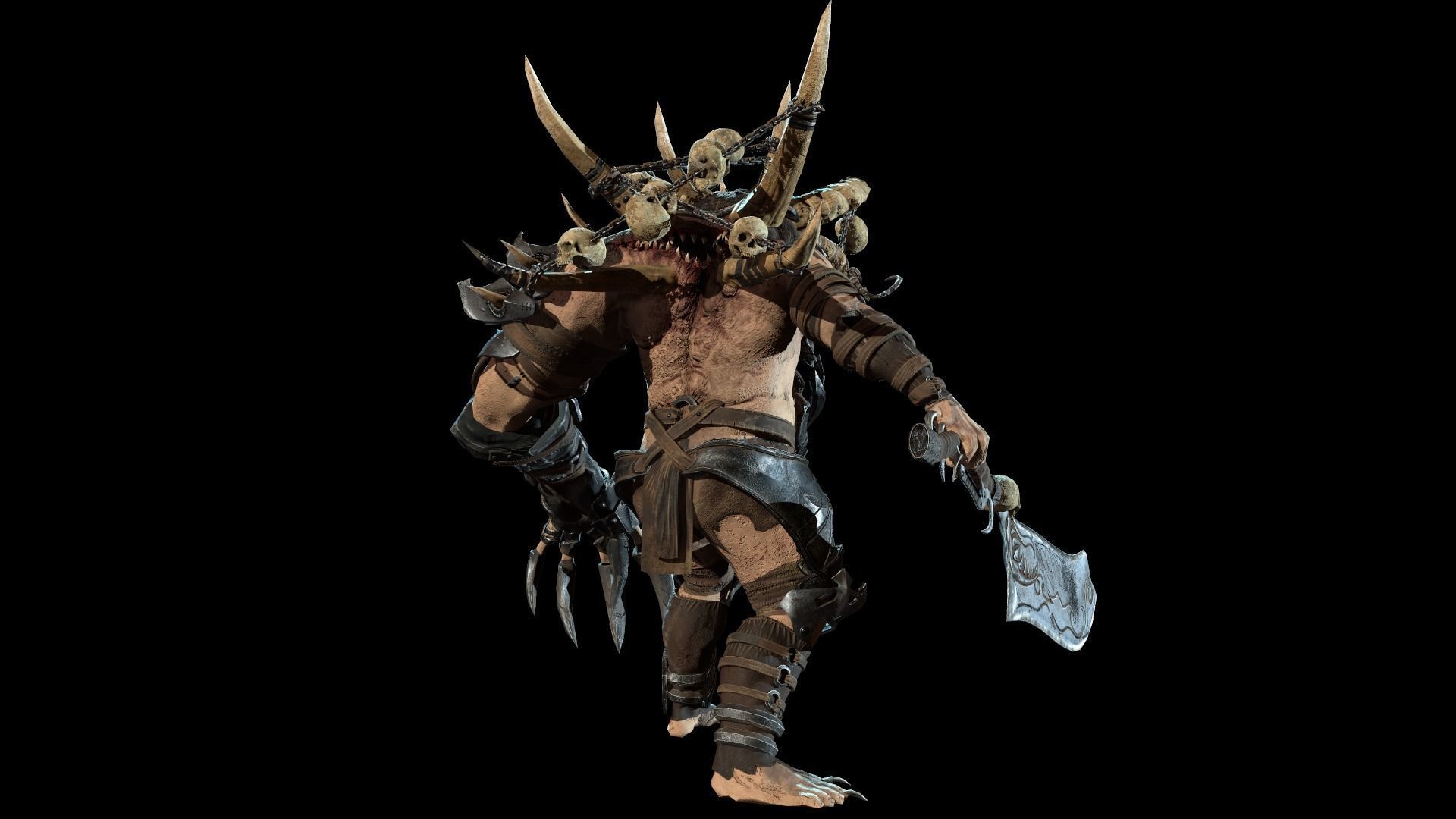 Butcher demon with horns Low-poly 3D model_21
