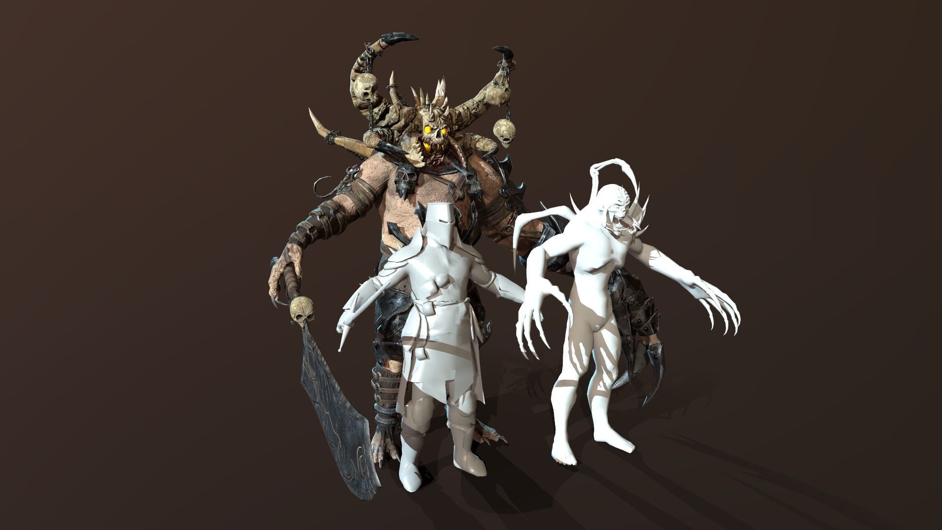 Butcher demon with horns Low-poly 3D model_17