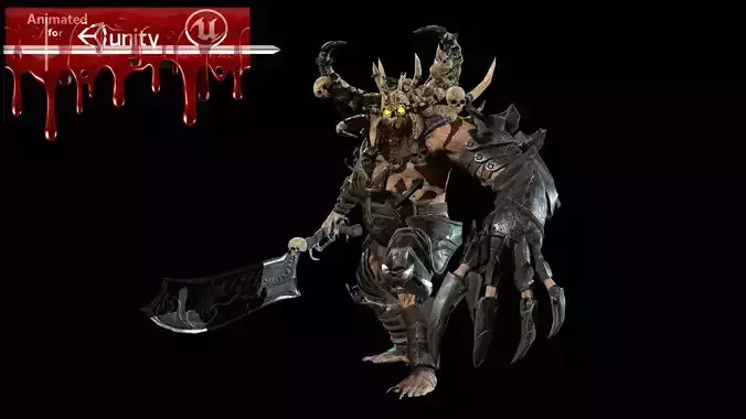 Butcher demon with horns Low-poly 3D model