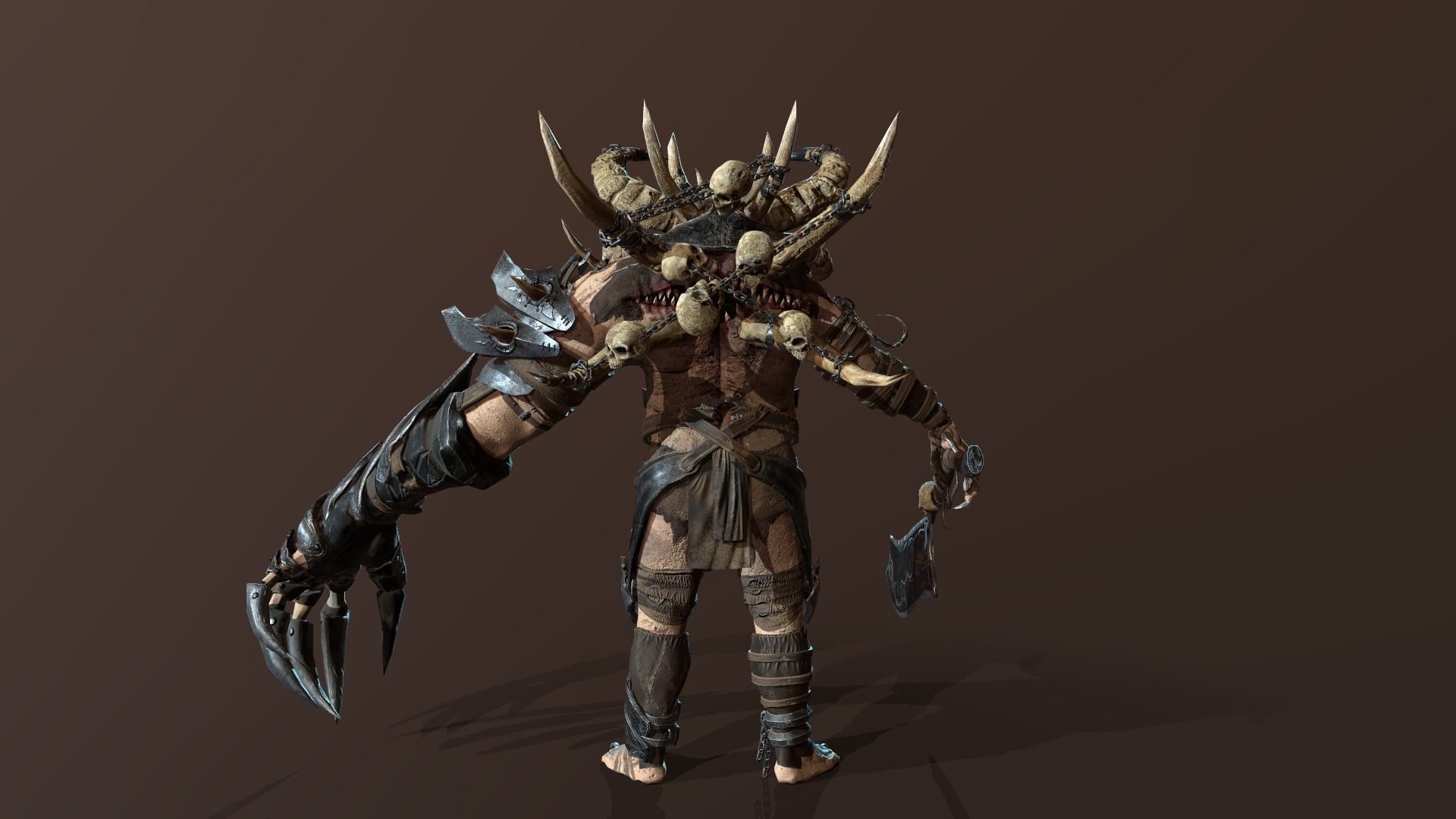 Butcher demon with horns Low-poly 3D model_6