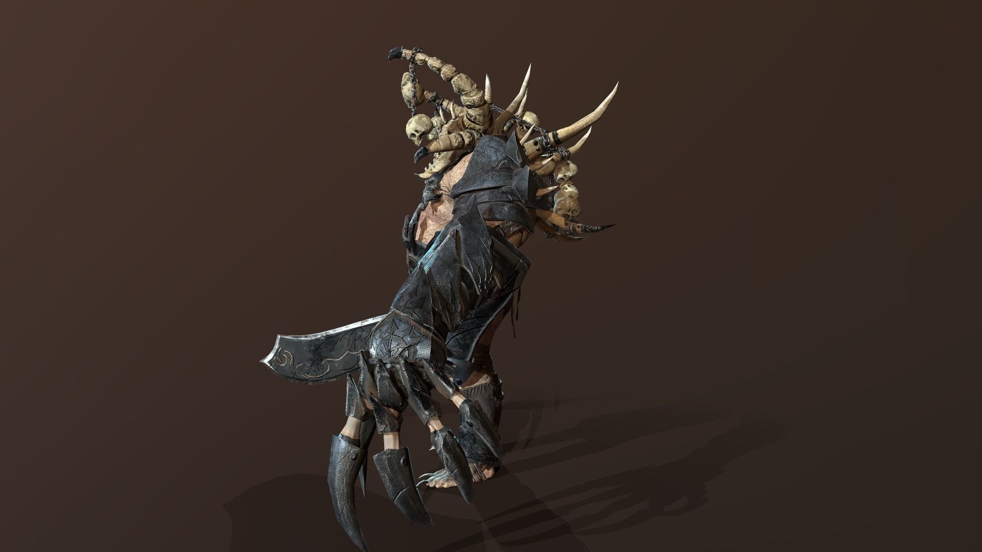 Butcher demon with horns Low-poly 3D model_7