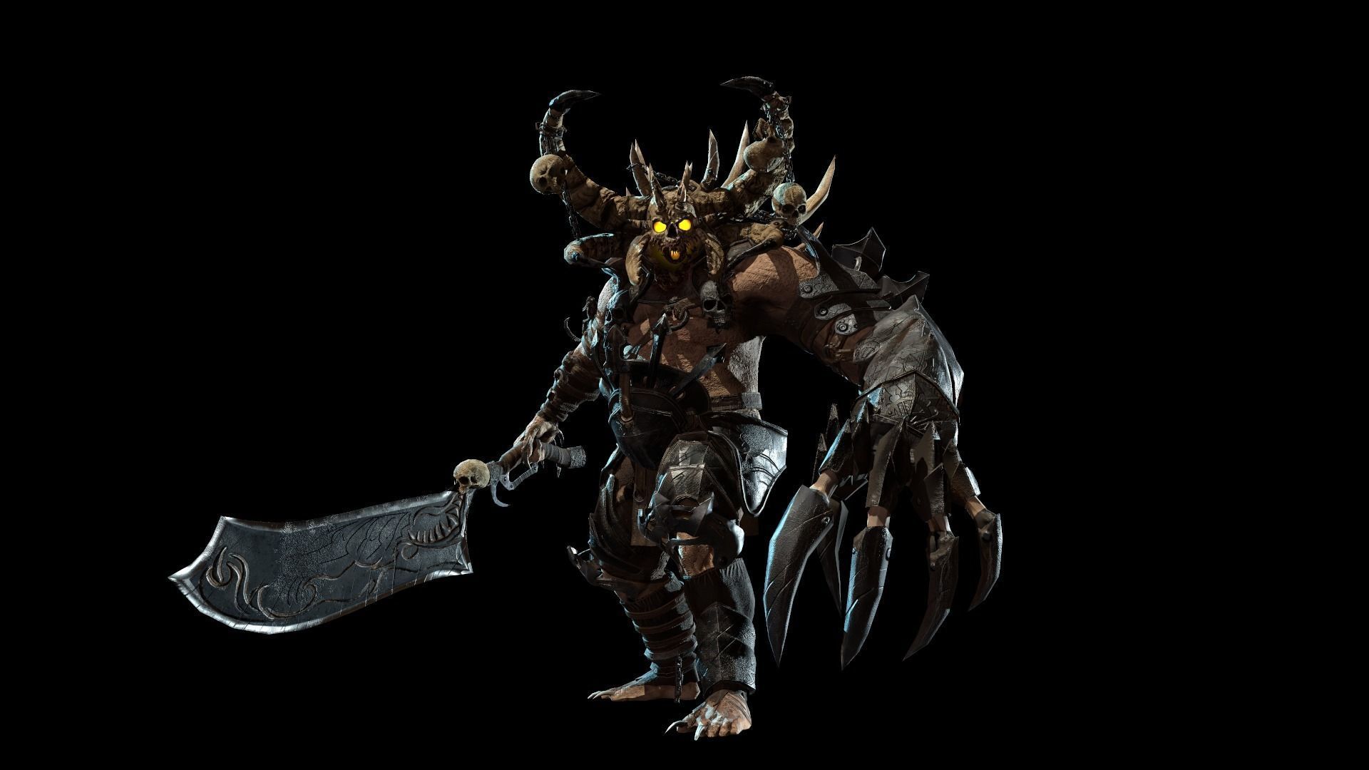 Butcher demon with horns Low-poly 3D model_10