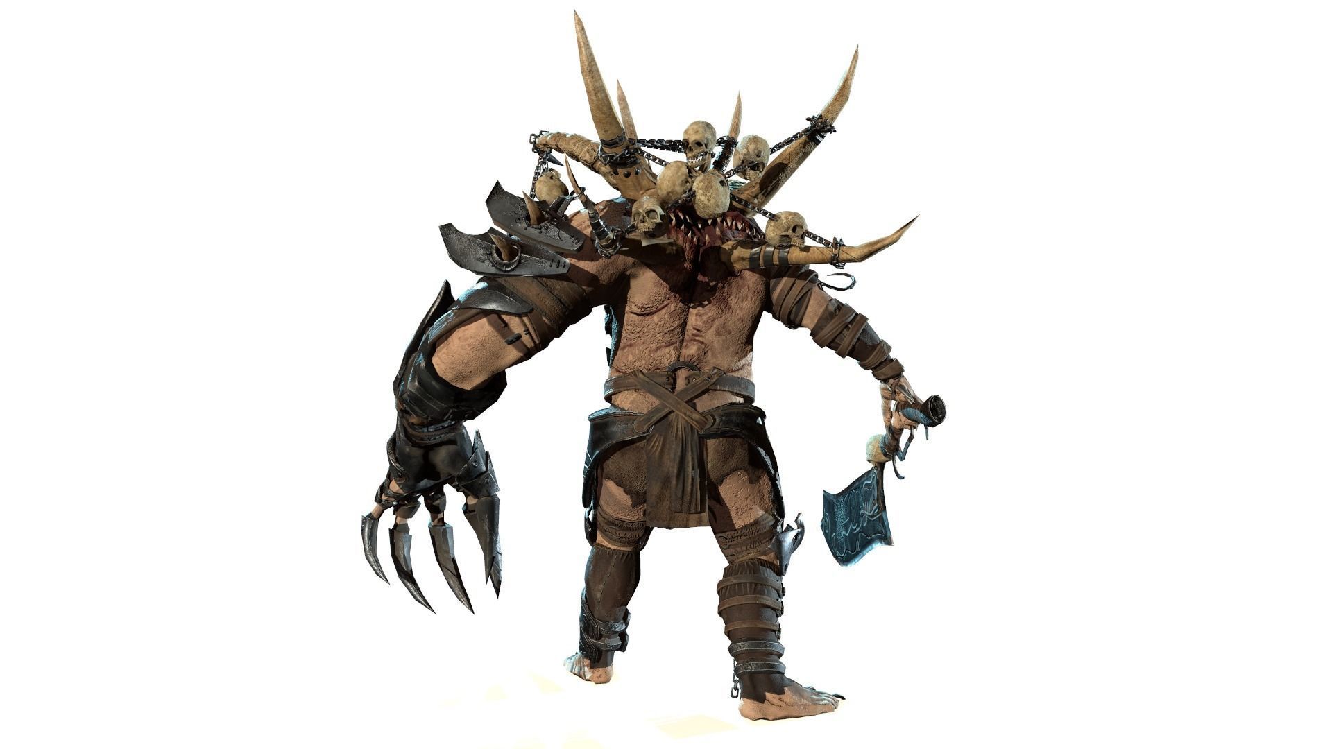 Butcher demon with horns Low-poly 3D model_8