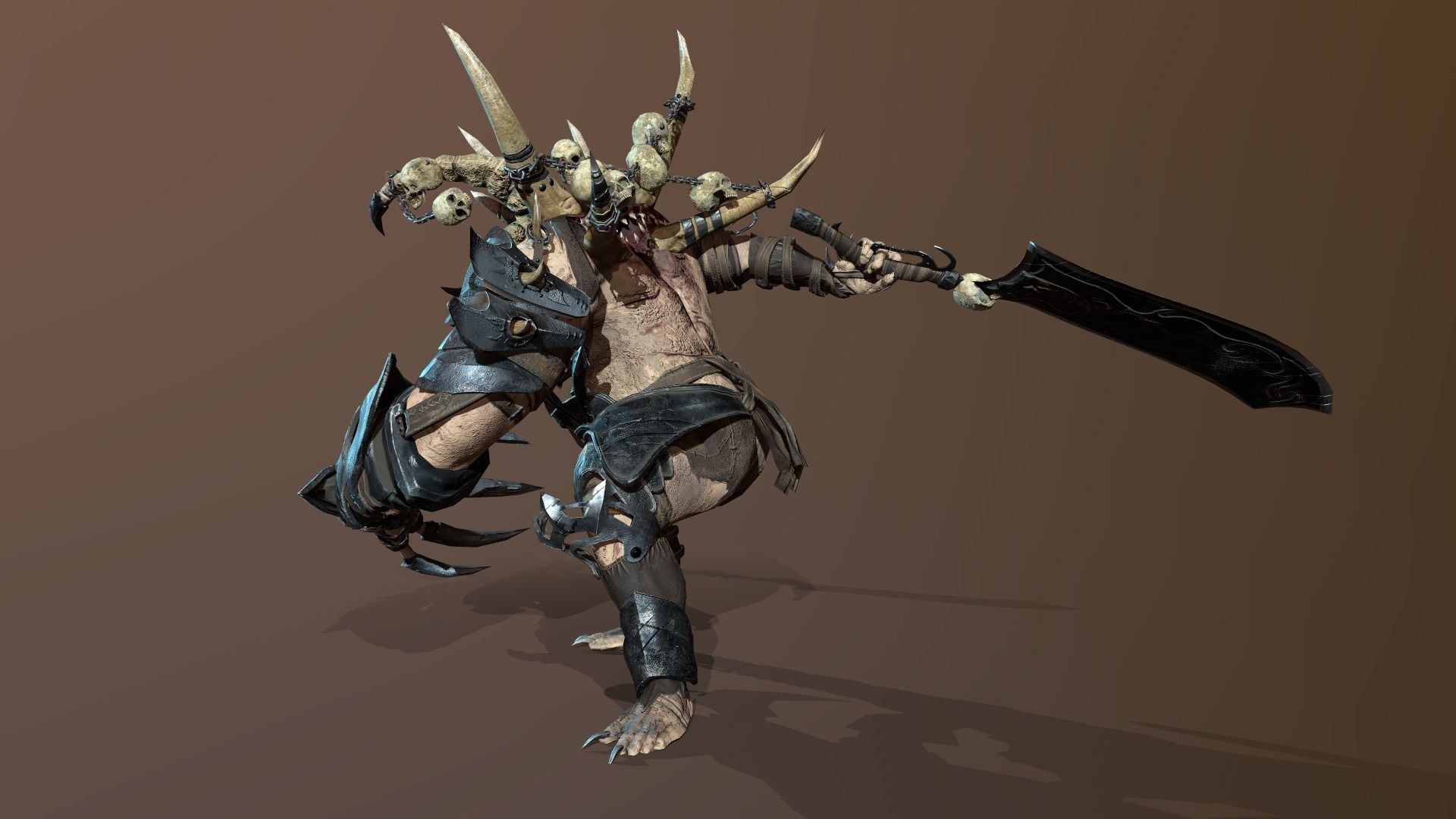 Butcher demon with horns Low-poly 3D model_20