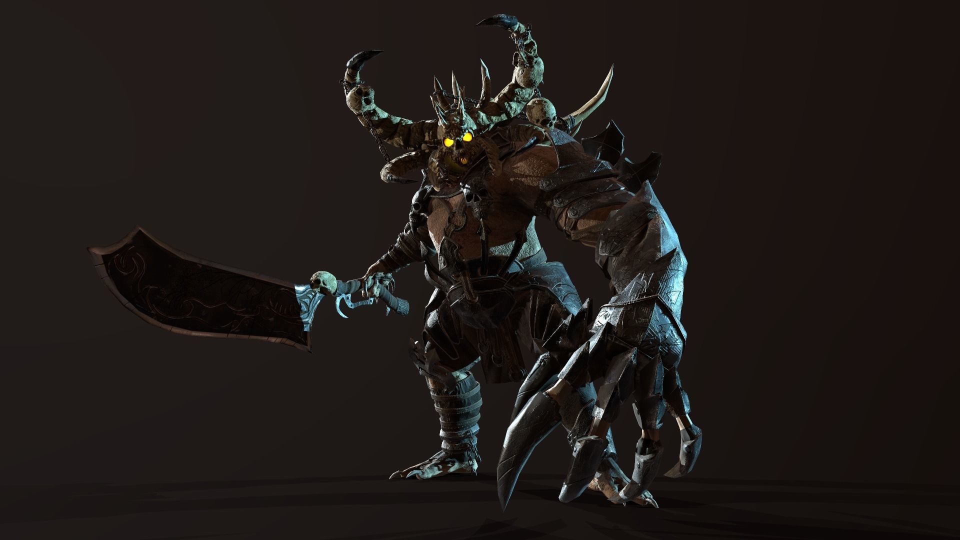 Butcher demon with horns Low-poly 3D model_11
