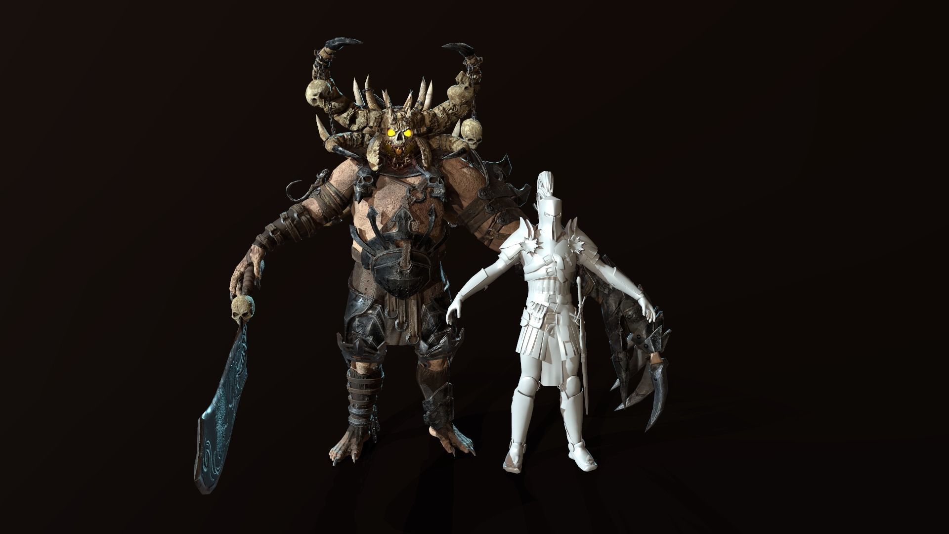 Butcher demon with horns Low-poly 3D model_16