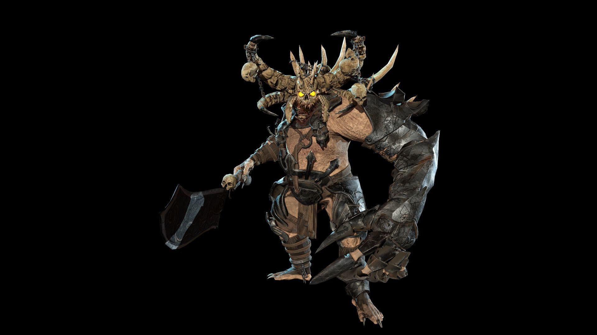 Butcher demon with horns Low-poly 3D model_5