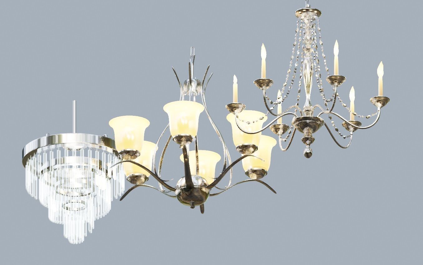 3 different chandelier   3D model_1