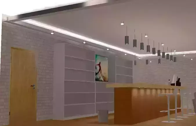 Direct and Indirect Led Lighting Design of a Bar Cafe