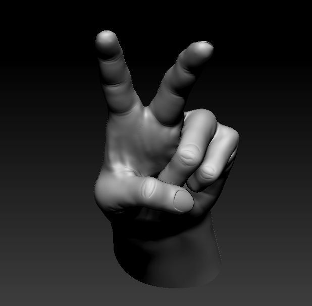 Victory sign hand male - 3D printable model 3D print model_6