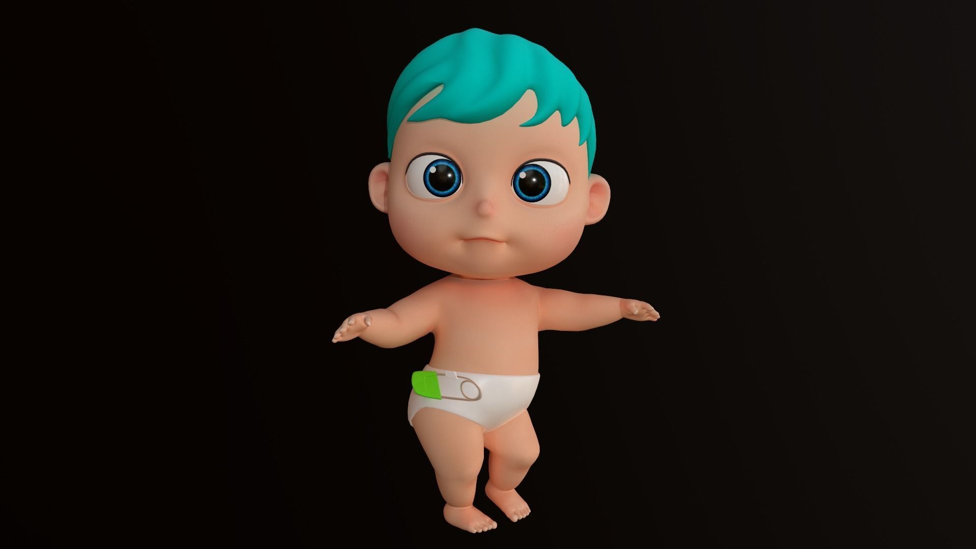  Cartoons - Character - Baby Boy - Rig - Animation - Dance 3D model_10