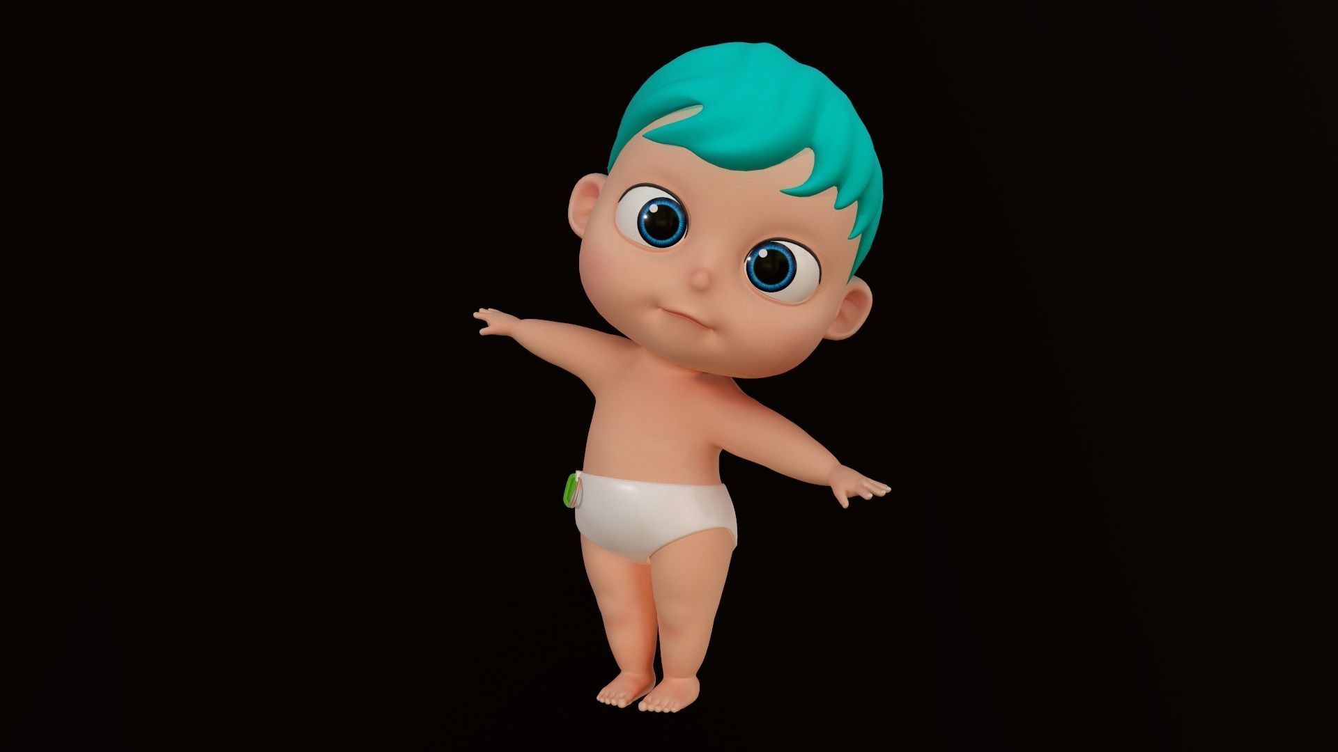  Cartoons - Character - Baby Boy - Rig - Animation - Dance 3D model_5