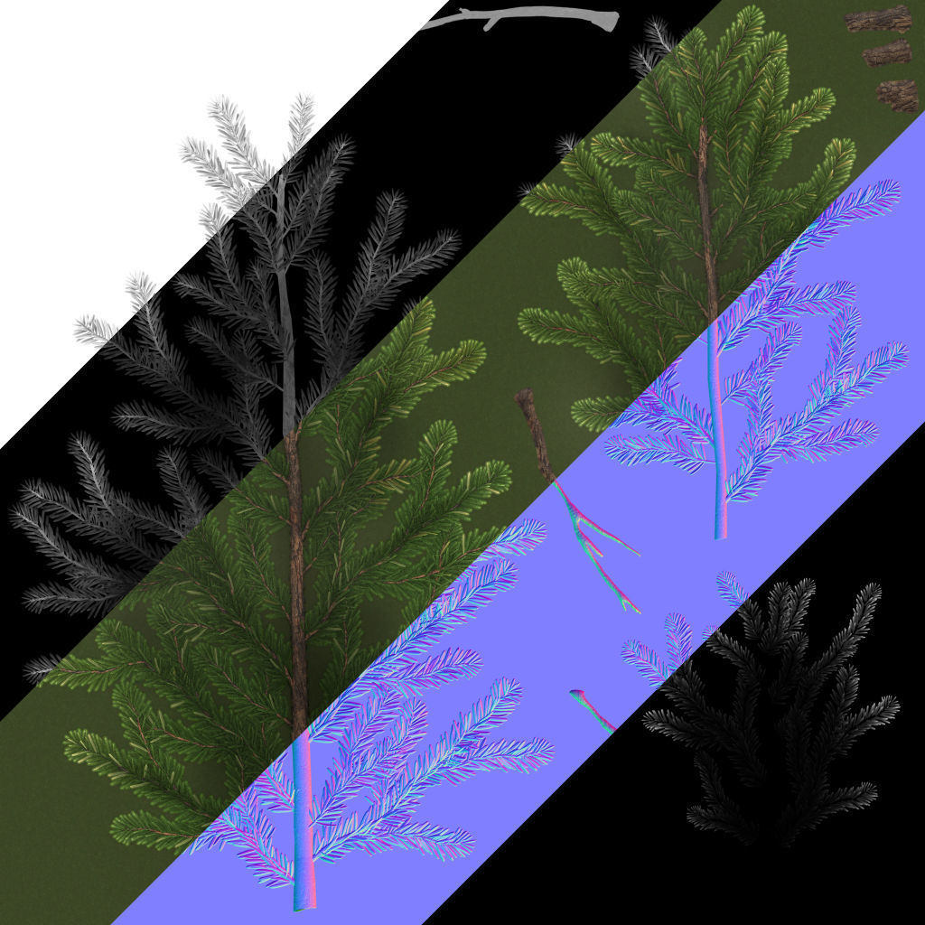 Pine Tree Pack 01 Low-poly 3D model_15