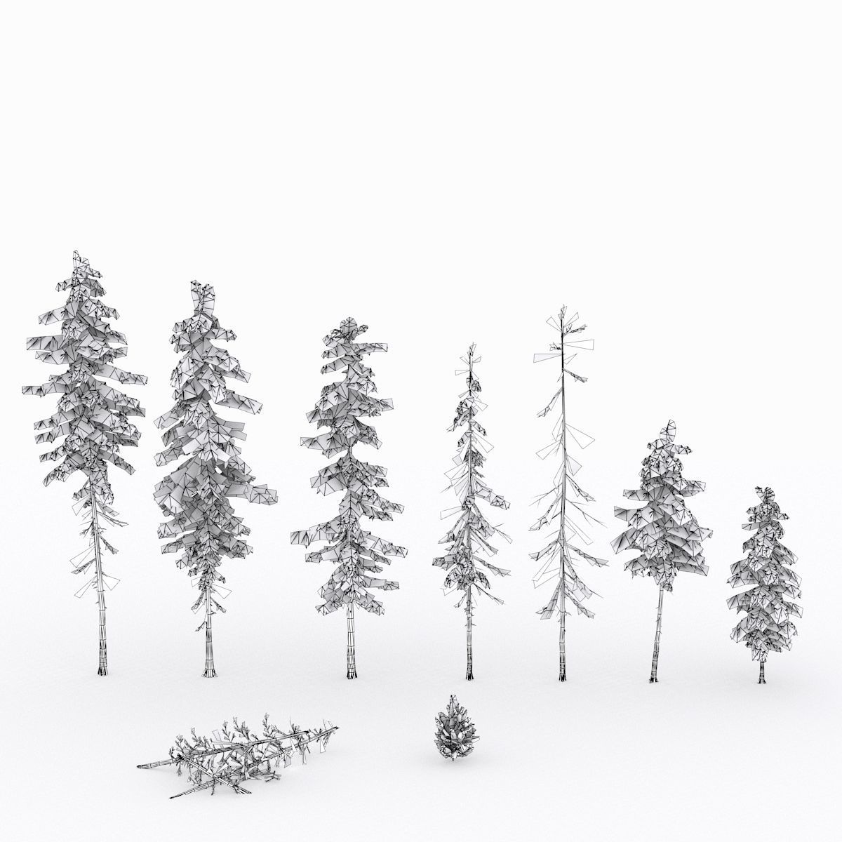Pine Tree Pack 01 Low-poly 3D model_3