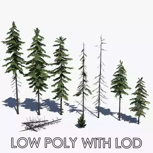 Pine Tree Pack 01 Low-poly 3D model