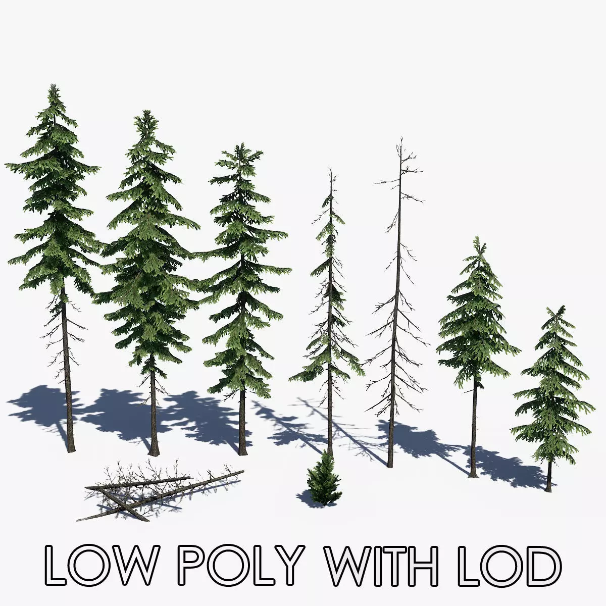 Pine Tree Pack 01 Low-poly 3D model_0