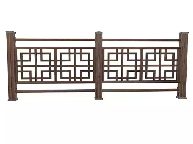 Low poly oriental wood fence