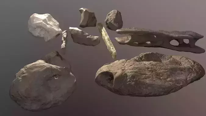 PBR Stones Kitbahsing Low-poly 3D model