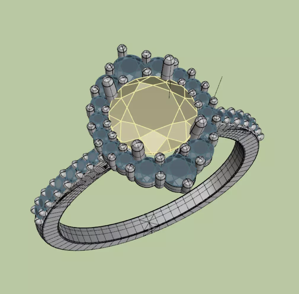 diana ring round stone 6mm 3D print model_0