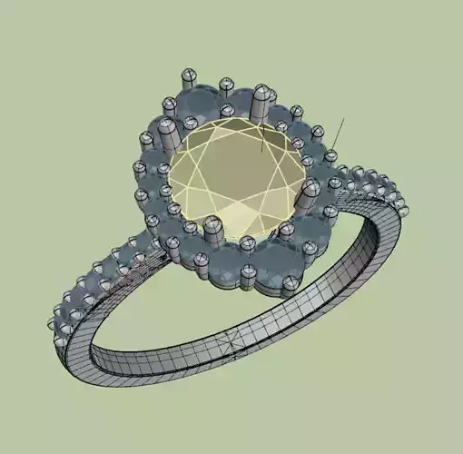 diana ring round stone 6mm 3D print model