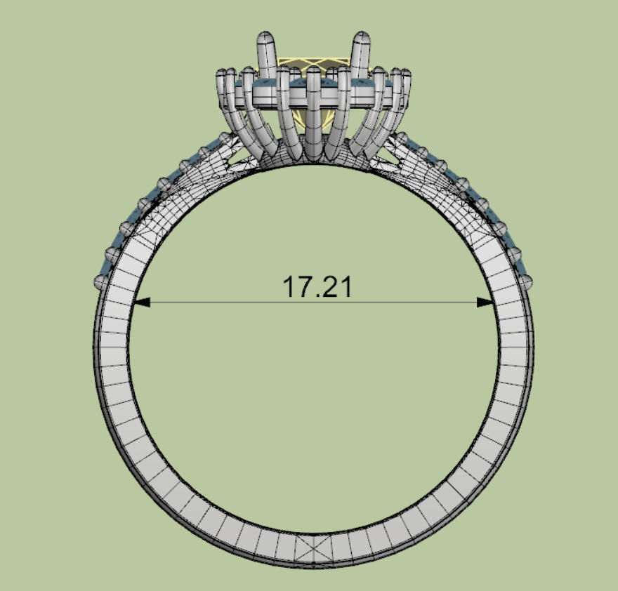 diana ring round stone 6mm 3D print model_2