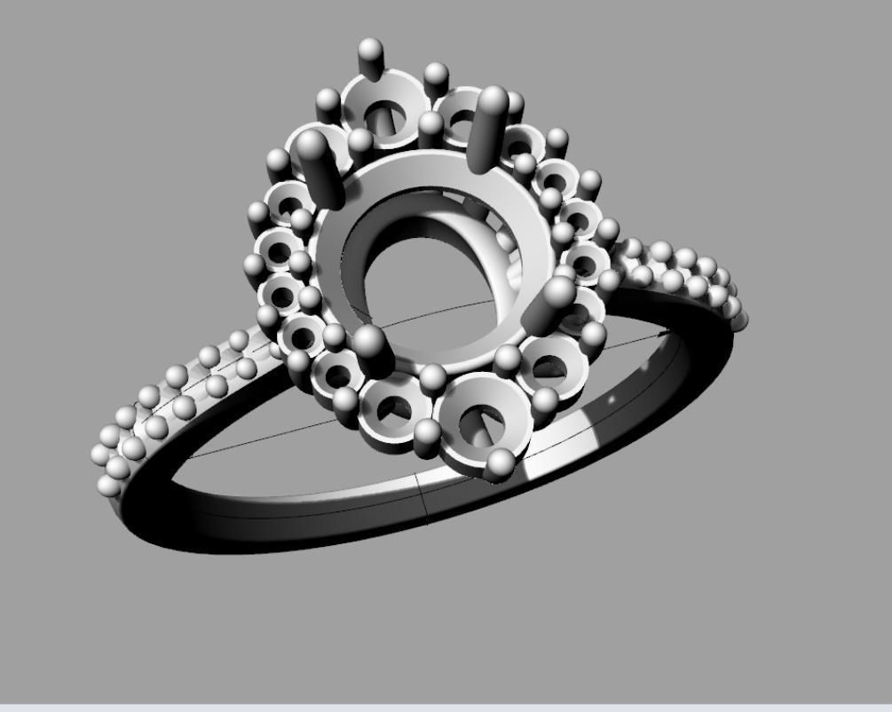 diana ring round stone 6mm 3D print model_1
