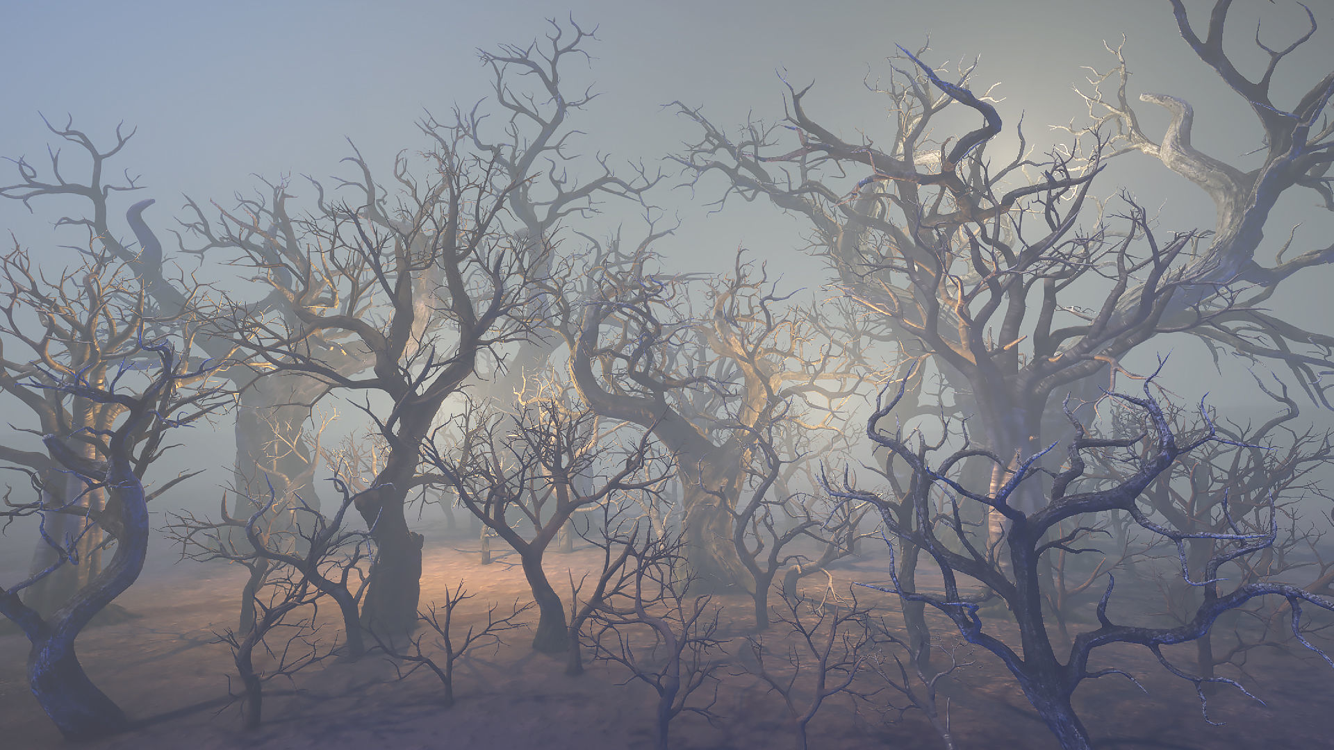 Dried trees Low-poly 3D model_1