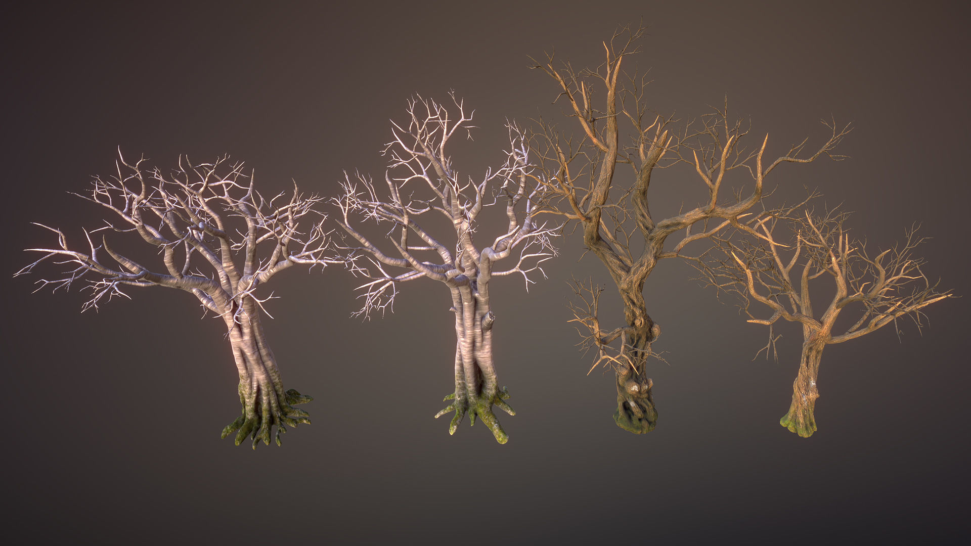 Dried trees Low-poly 3D model_4