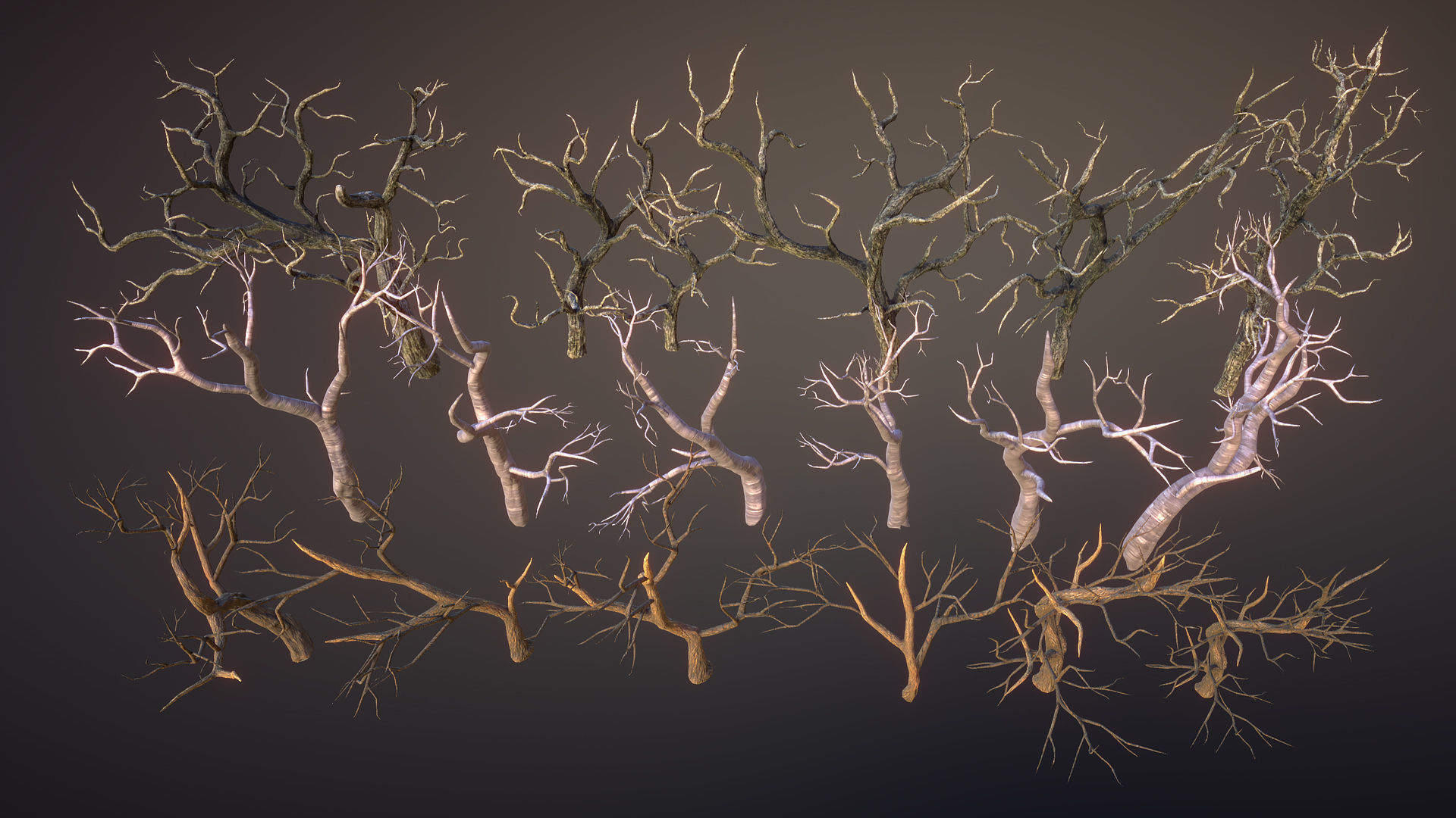Dried trees Low-poly 3D model_6