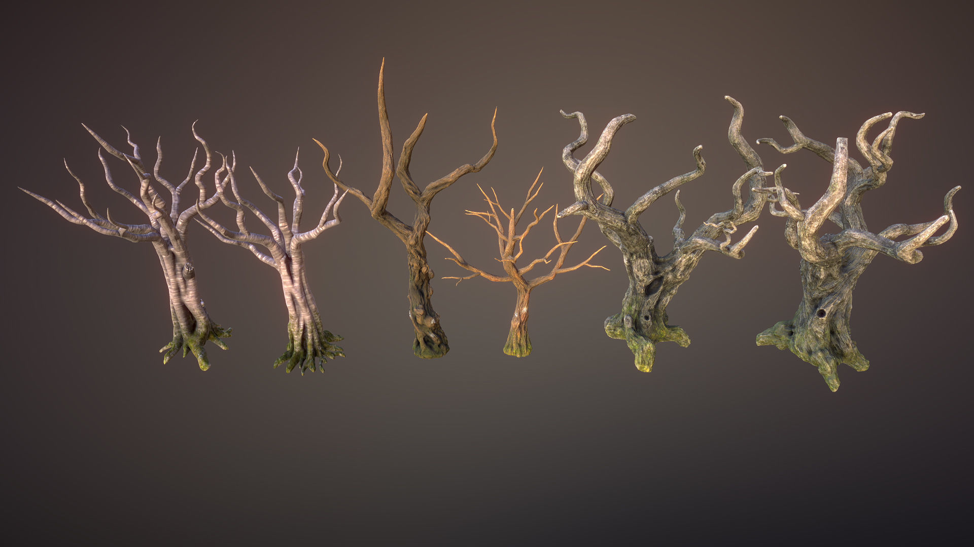 Dried trees Low-poly 3D model_5