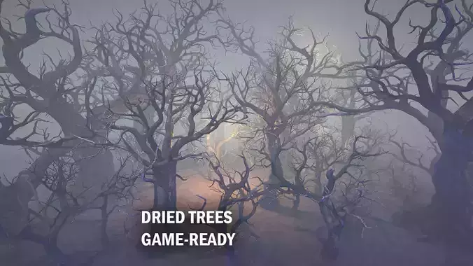 Dried trees Low-poly 3D model