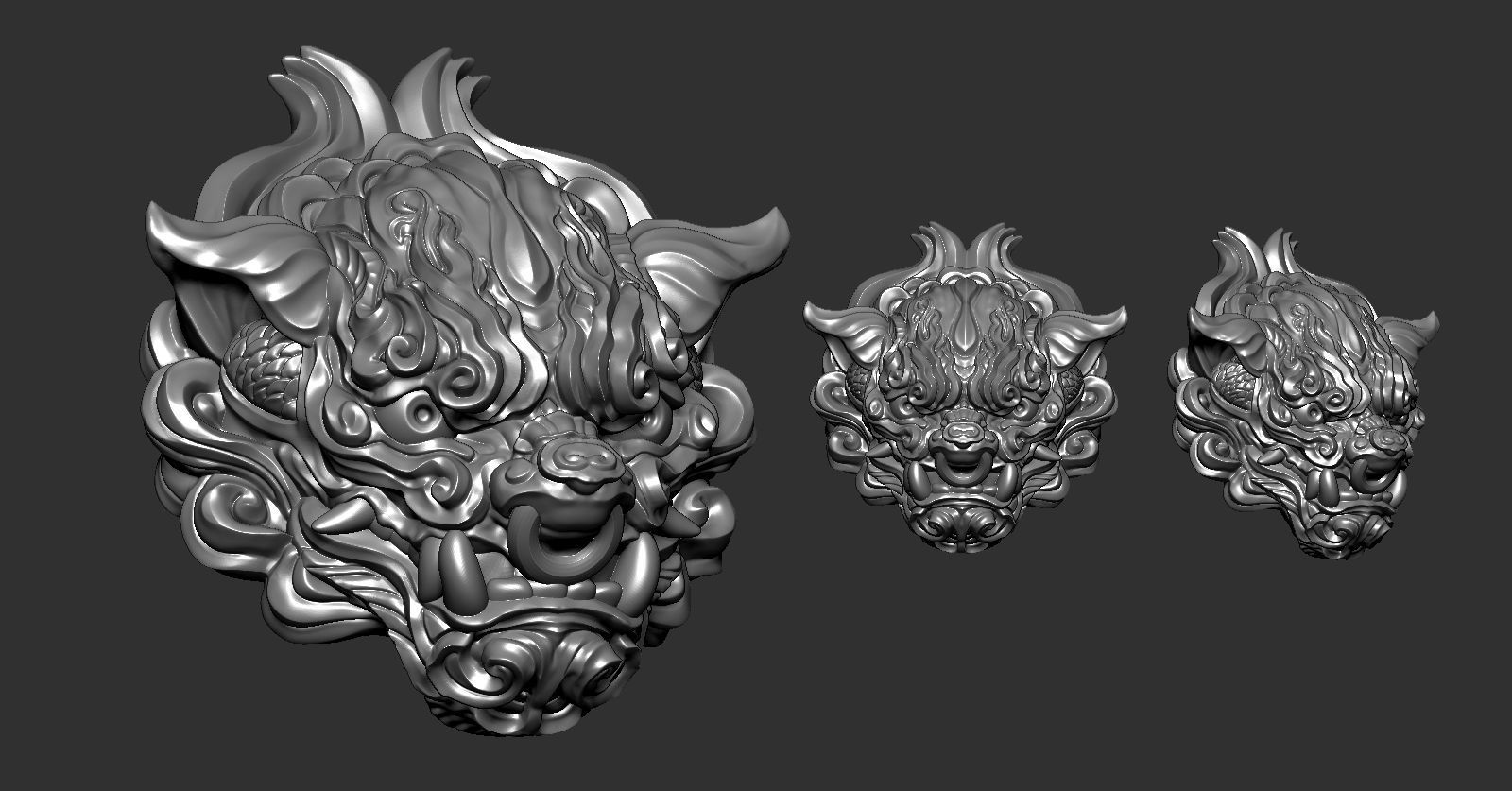 Chiness LionHead 3D print model_1