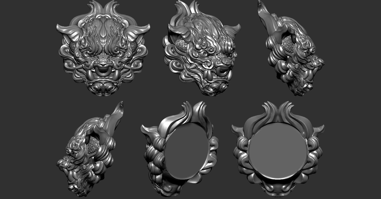 Chiness LionHead 3D print model_4