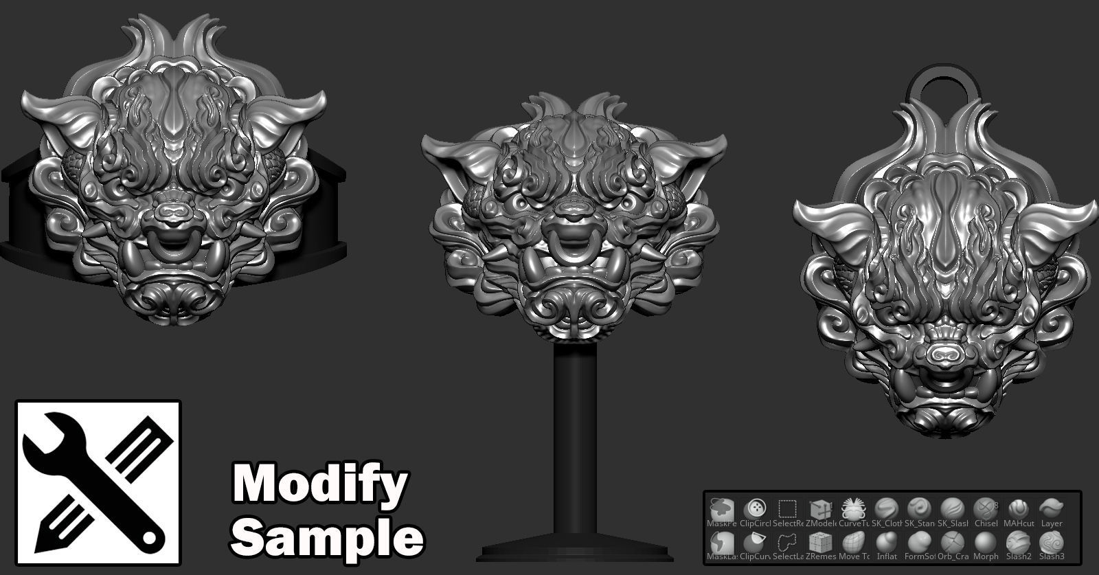 Chiness LionHead 3D print model_5