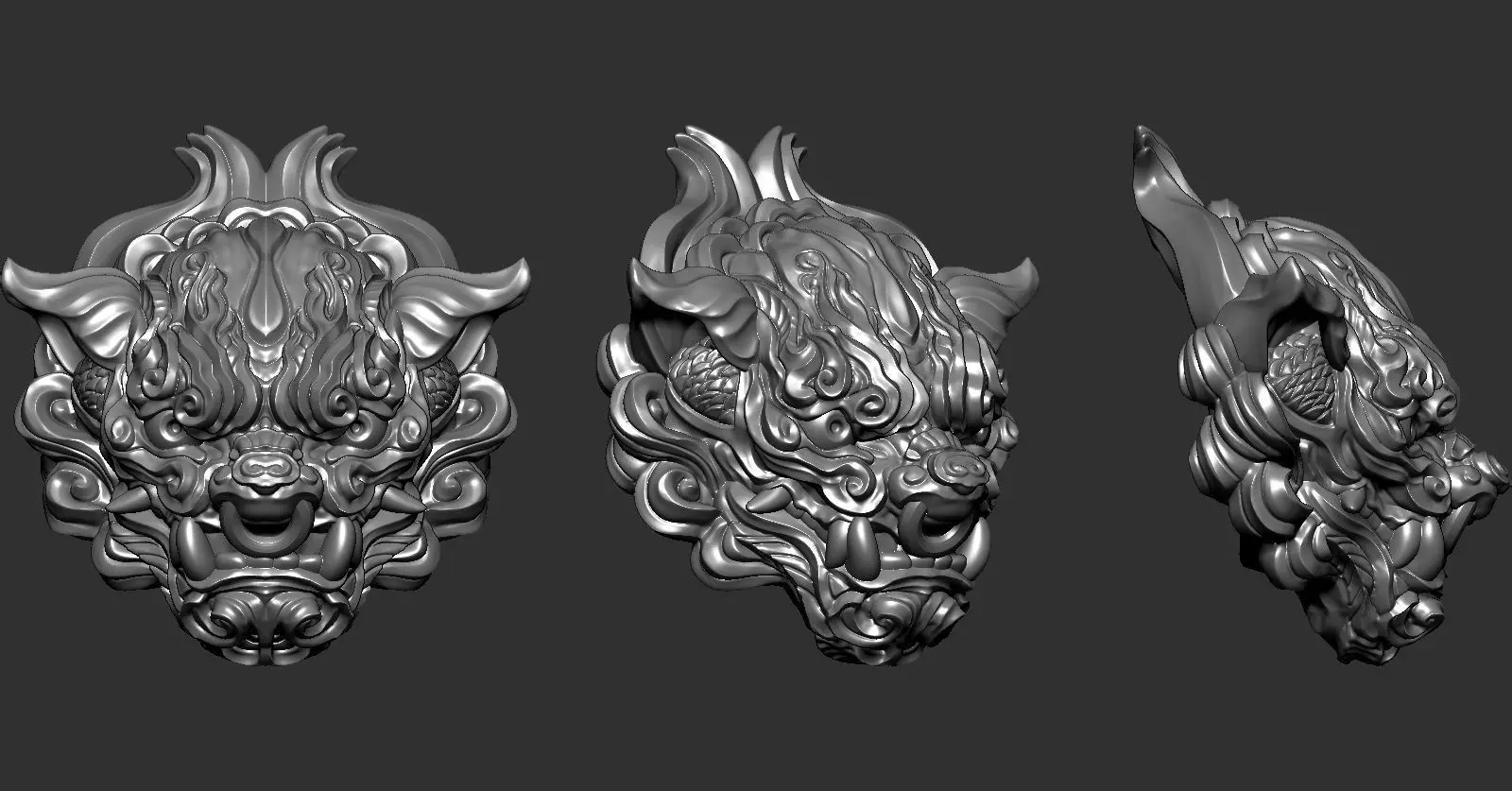 Chiness LionHead 3D print model_0