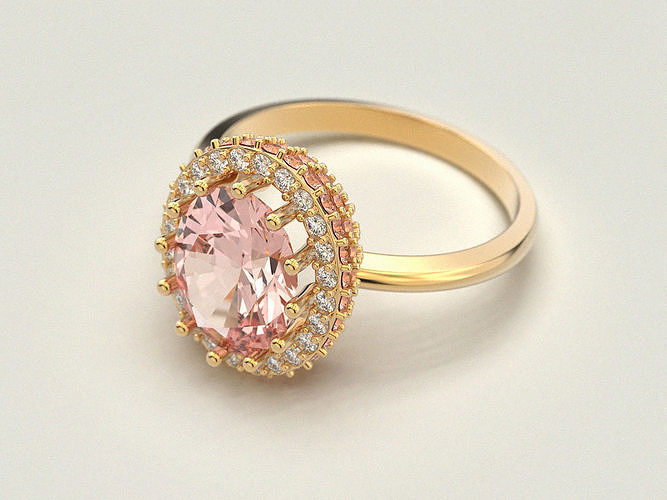 Morganite Engagement ring 3D print model