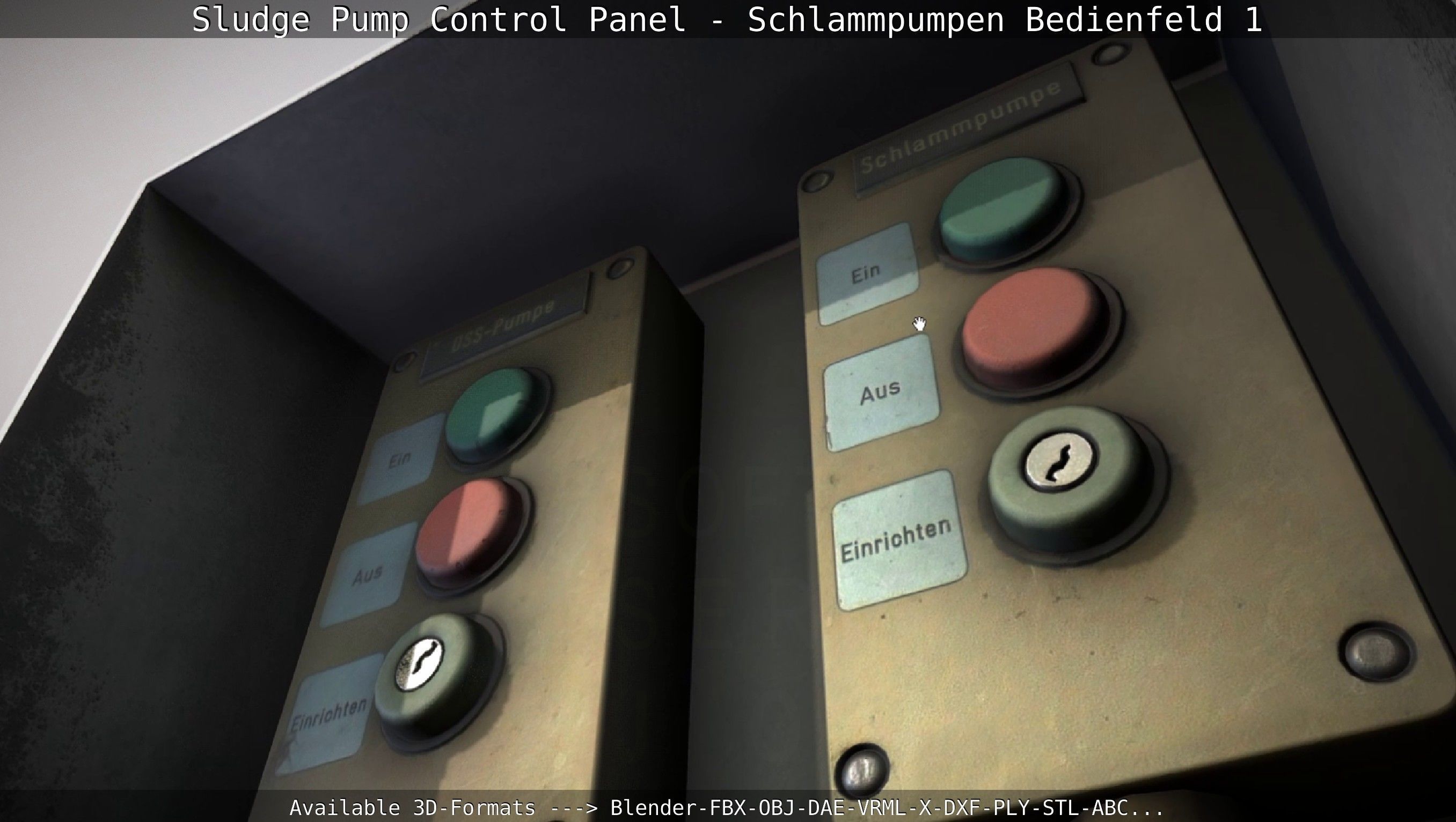 Sludge Pump Control Panel - Schlammpumpen Bedienfeld 1  Low-poly 3D model_10